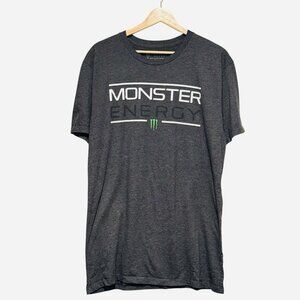 Monster Energy Gray Short Sleeve Graphic Logo Skater Mens T-shirt Sz Large